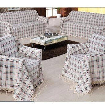 Abnturk Pamuklu Süngersiz Kareli Gri Tekli Koltuk Örtüsü 180x215 cm
