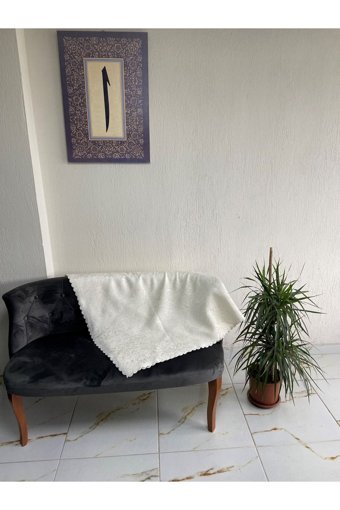 Nur Home Tekstil Polyester Süngerli Çizgili Bej Tekli Koltuk Örtüsü 170x210 cm