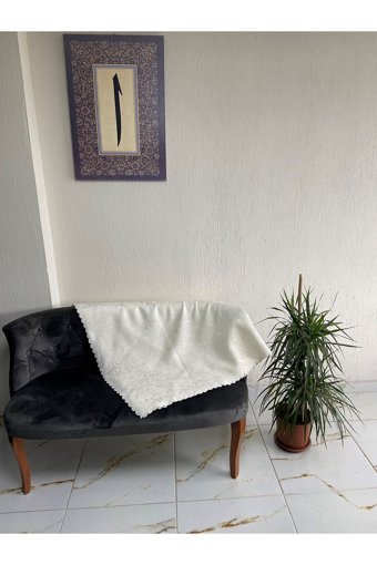 Nur Home Tekstil Polyester Süngerli Çizgili Bej Tekli Koltuk Örtüsü 170x210 cm