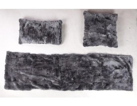 Dericibey Pamuklu Kürklü Tüylü Süngersiz Antrasit Üçlü Koltuk Örtüsü 50x180 cm