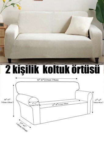 Uzhanem Pamuklu - Polyester Likralı Süngerli Petek Desenli Giydirmeli Bej Tekli Koltuk Örtüsü 160x180 cm