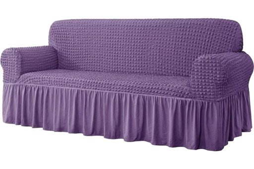 Uzhanem Pamuklu - Polyester Bürümcük-Likralı Drapeli Süngerli Petek Desenli Giydirmeli Mor Tekli Koltuk Örtüsü 183x230 cm