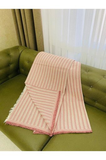 Akfil Pamuklu Püsküllü Süngersiz Pembe Tekli Koltuk Örtüsü 200x170 cm