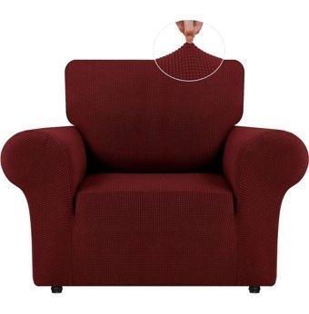 Bright Home Polyester Likralı Süngersiz Pitikare Desenli Giydirmeli Lastikli Bordo Tekli Koltuk Örtüsü 70x115 cm