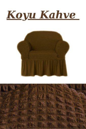 Furkanticaret Polyester Bürümcük Süngersiz Kapitone Giydirmeli Kahverengi Tekli Koltuk Örtüsü 180x230 cm