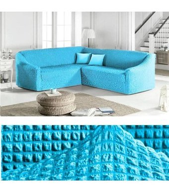 Heytgah Polyester Bürümcük Süngersiz Kapitone Giydirmeli Turkuaz L Koltuk Koltuk Örtüsü 300x450 cm