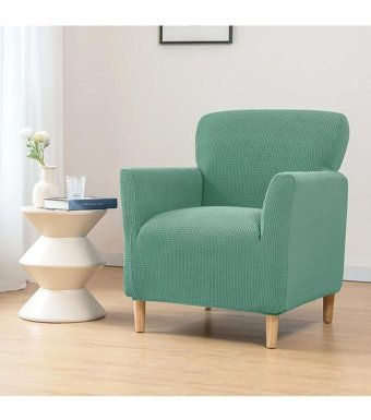 Özmakan Pamuklu - Polyester Likralı Jakarlı Süngersiz Petek Desenli Giydirmeli Yeşil Tekli Koltuk Örtüsü 80x120 cm