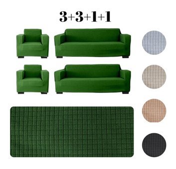 Etles Home Polyester Likralı Jakarlı Süngersiz Armürlü Giydirmeli Yeşil Sekizli Koltuk Örtüsü 180x230 cm