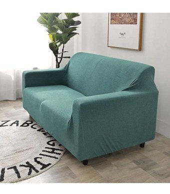 Uzhanem Pamuklu - Polyester-Viskon Bürümcük-Likralı Süngerli Petek Desenli Giydirmeli Yeşil Tekli Koltuk Örtüsü 180x230 cm