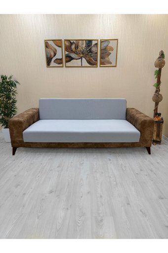 Afd Collection Polyester Süngersiz Düz Giydirmeli Lastikli Gri Tekli Koltuk Örtüsü 60x190 cm