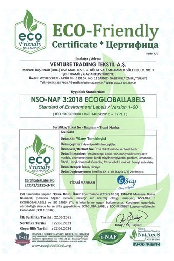 Esay Süper Konsantre Vegan-Eco Friendly Yüzey Temizleyici 1 lt