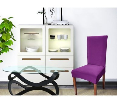 Abeltrade Polyester Süngersiz Düz Giydirmeli Lastikli Mor Altılı Koltuk Örtüsü 35x65 cm