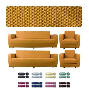Etles Home Pamuklu - Polyester Likralı Jakarlı Süngersiz Armürlü Giydirmeli Sarı Sekizli Koltuk Örtüsü 80x125 cm