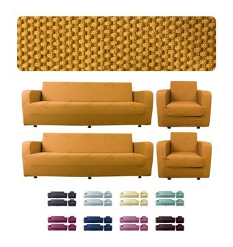 Etles Home Pamuklu - Polyester Likralı Jakarlı Süngersiz Armürlü Giydirmeli Sarı Sekizli Koltuk Örtüsü 80x125 cm