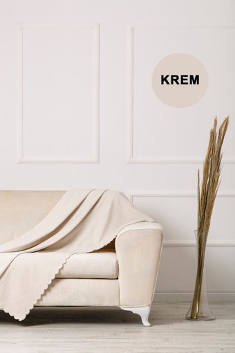 Velerde Home Velerde Pamuklu - Polyester Polar Süngersiz Düz Bej Tekli Koltuk Örtüsü 175x215 cm