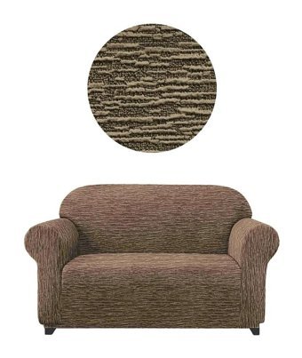 Eldost Ticaret Polyester Likralı Jakarlı Süngersiz Armürlü Giydirmeli Kahverengi İkili Koltuk Örtüsü 120x175 cm