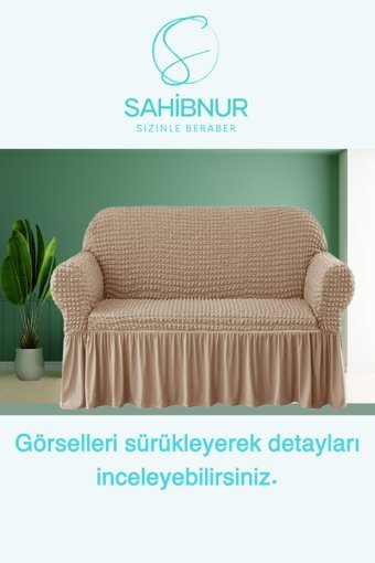 Sahibnur Pamuklu - Polyester Bürümcük Jakarlı Süngersiz Geometrik Desenli Giydirmeli Kahverengi Tekli Koltuk Örtüsü 140x180 cm