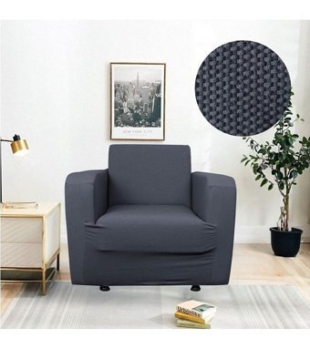 Btf Home Polyester Likralı Jakarlı Süngersiz Armürlü Giydirmeli Lastikli Gri Tekli Koltuk Örtüsü 76x120 cm