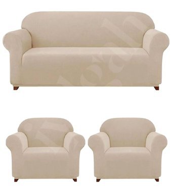 Iydgah Polyester Likralı Süngersiz Düz Giydirmeli Bordo Üçlü Koltuk Örtüsü 110x120 cm