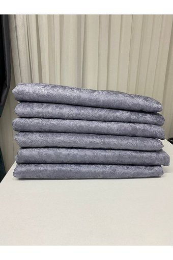 Selçuklu Tekstil Kadife Polar Pofuduk Süngerli Çizgili Gri Üçlü Koltuk Örtüsü 170x210 cm