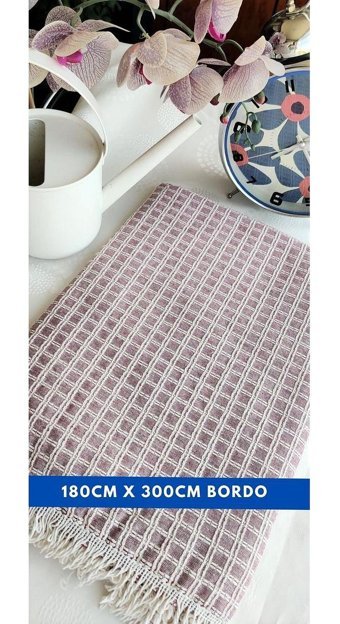 A.Z.H. Windores Pamuklu - Polyester Süngersiz Armürlü Bordo Tekli Koltuk Örtüsü 170x230 cm