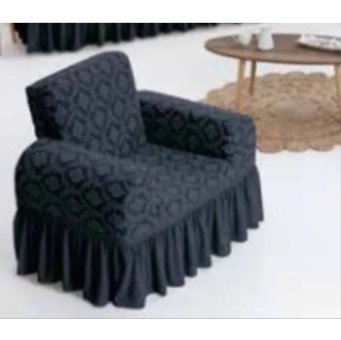 Uy Style Tekstil Pamuklu - Polyester Likralı Drapeli Süngerli Düz Giydirmeli Gri Tekli Koltuk Örtüsü 75x115 cm