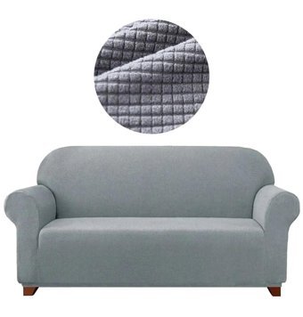 Uytm Pamuklu - Polyester Bürümcük-Likralı Süngerli Çizgili Giydirmeli Gri Tekli Koltuk Örtüsü 180x230 cm