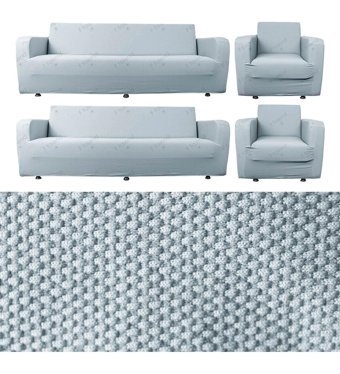 Bibaha Polyester Likralı Süngersiz Petek Desenli Giydirmeli Lastikli Mavi Dörtlü Koltuk Örtüsü 180x230 cm