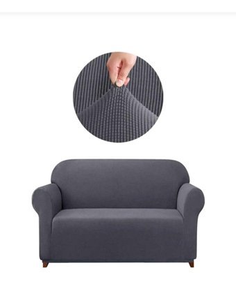 Akbu Polyester Likralı Süngersiz Petek Desenli Giydirmeli Lastikli Gri İkili Koltuk Örtüsü 140x180 cm