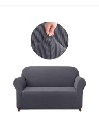 Akbu Polyester Likralı Süngersiz Petek Desenli Giydirmeli Lastikli Gri İkili Koltuk Örtüsü 140x180 cm