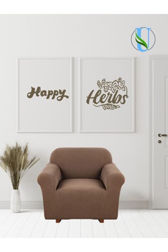 Uy Style Tekstil Polyester Likralı Süngerli Armürlü Giydirmeli Kahverengi Tekli Koltuk Örtüsü 70x115 cm