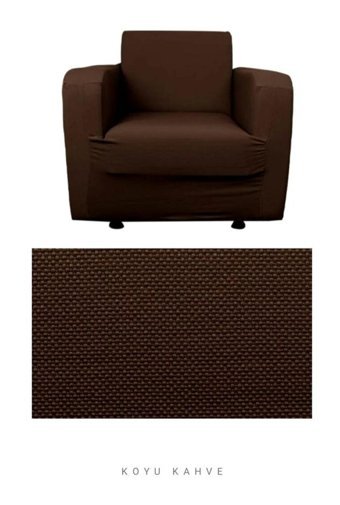 Haktanaselnaz Tekstil Pamuklu - Polyester Süngersiz Petek Desenli Giydirmeli Kahverengi Tekli Koltuk Örtüsü 80x130 cm
