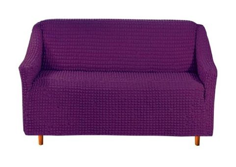 Elgeyar Polyester Bürümcük Jakarlı Süngersiz Armürlü Giydirmeli Mor İkili Koltuk Örtüsü 140x175 cm