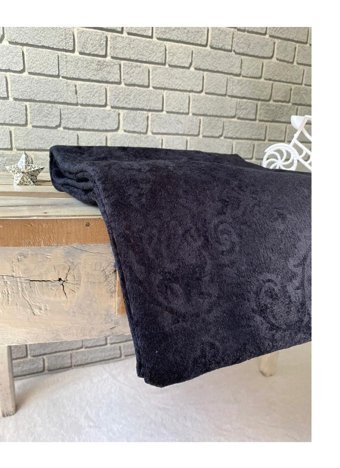 Favoriteks Kadife Polar Süngerli Damask Desenli Siyah Tekli Koltuk Örtüsü 170x210 cm