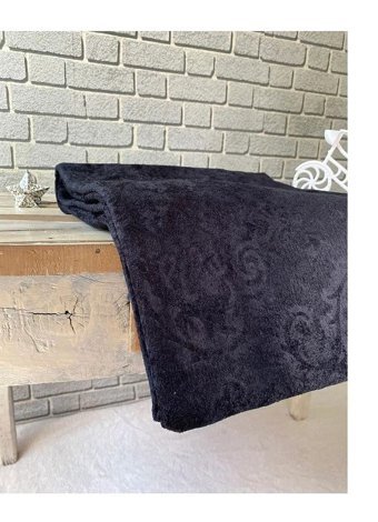 Favoriteks Kadife Polar Süngerli Damask Desenli Siyah Tekli Koltuk Örtüsü 170x210 cm