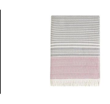 Lova Yatak Ester Pamuklu Saçaklı Süngersiz Çizgili Pembe Tekli Koltuk Örtüsü 130x170 cm