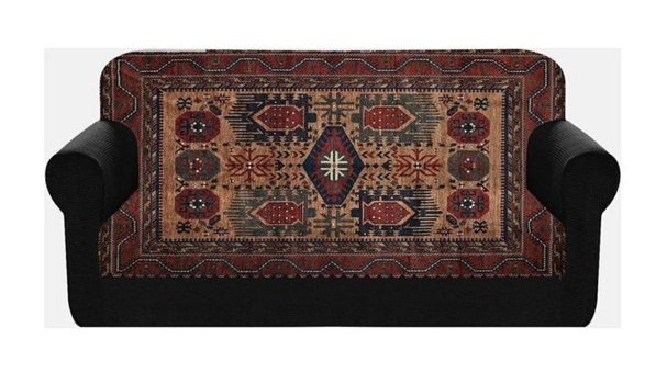 Else Halı Pamuklu - Polyester Kanvas Jakarlı Süngersiz Beyaz Üçlü Koltuk Örtüsü 175x225 cm