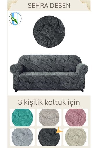 Uy Style Tekstil Likralı Jakarlı Süngerli Armürlü Giydirmeli Gri Tekli Koltuk Örtüsü 180x230 cm