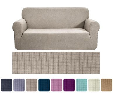 Riseler Home Pamuklu - Polyester Likralı Jakarlı Süngersiz Giydirmeli Kahverengi Üçlü Koltuk Örtüsü 180x230 cm