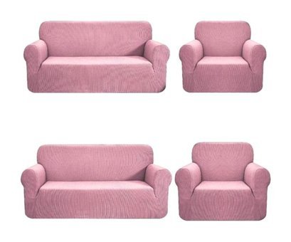 Özmakan Pamuklu - Polyester Likralı Jakarlı Süngersiz Giydirmeli Pembe Tekli Koltuk Örtüsü 180x230 cm