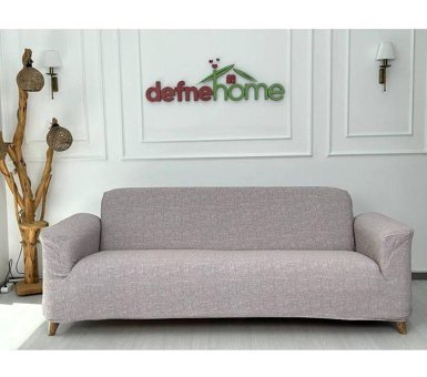 Defne Home Keten Süngersiz Giydirmeli Pembe Tekli Koltuk Örtüsü 180x230 cm