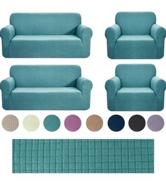 Btf Home Polyester Likralı Jakarlı Süngersiz Armürlü Giydirmeli Lastikli Yeşil Sekizli Koltuk Örtüsü 180x230 cm