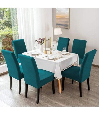 Özmakan Pamuklu - Polyester Likralı Jakarlı Süngersiz Çizgili Giydirmeli Turkuaz Altılı Koltuk Örtüsü 44x52 cm