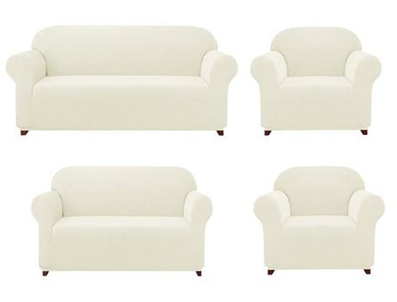 Elgeyar Polyester Likralı Jakarlı Süngersiz Armürlü Giydirmeli Bej Yedili Koltuk Örtüsü 180x230 cm
