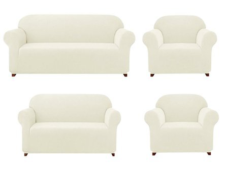 Elgeyar Polyester Likralı Jakarlı Süngersiz Armürlü Giydirmeli Bej Yedili Koltuk Örtüsü 180x230 cm