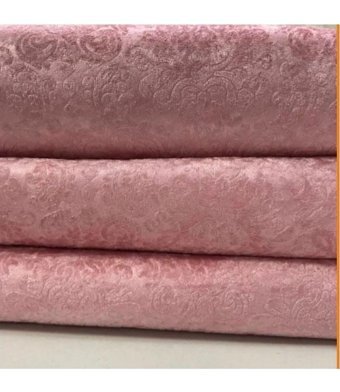 Favoriteks Kadife Polar Süngersiz Damask Desenli Pembe Tekli Koltuk Örtüsü