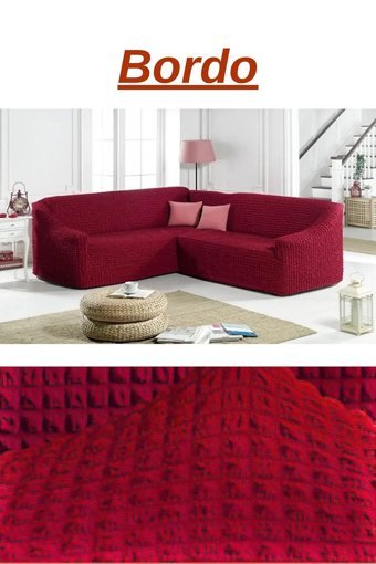 Uytm Polyester Bürümcük-Likralı Süngerli Çizgili Giydirmeli Bordo Tekli Koltuk Örtüsü 400x550 cm