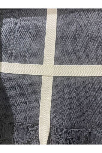 Akm Pamuklu Püsküllü Süngersiz Gri Tekli Koltuk Örtüsü 170x234 cm