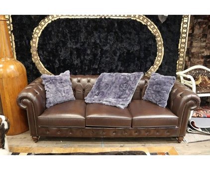 Dericibey Deri Tüylü Süngersiz Mor Üçlü Koltuk Örtüsü 50x180 cm