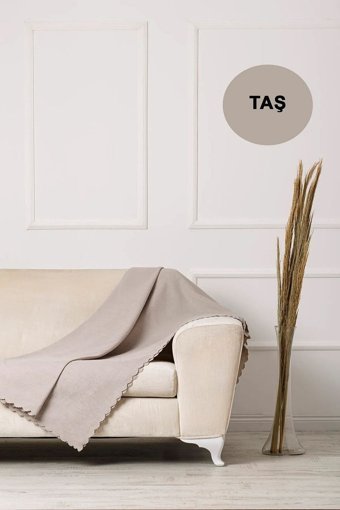 Enoteks Şönil Kanvas Jakarlı Süngersiz Armürlü Gri Üçlü Koltuk Örtüsü 175x215 cm